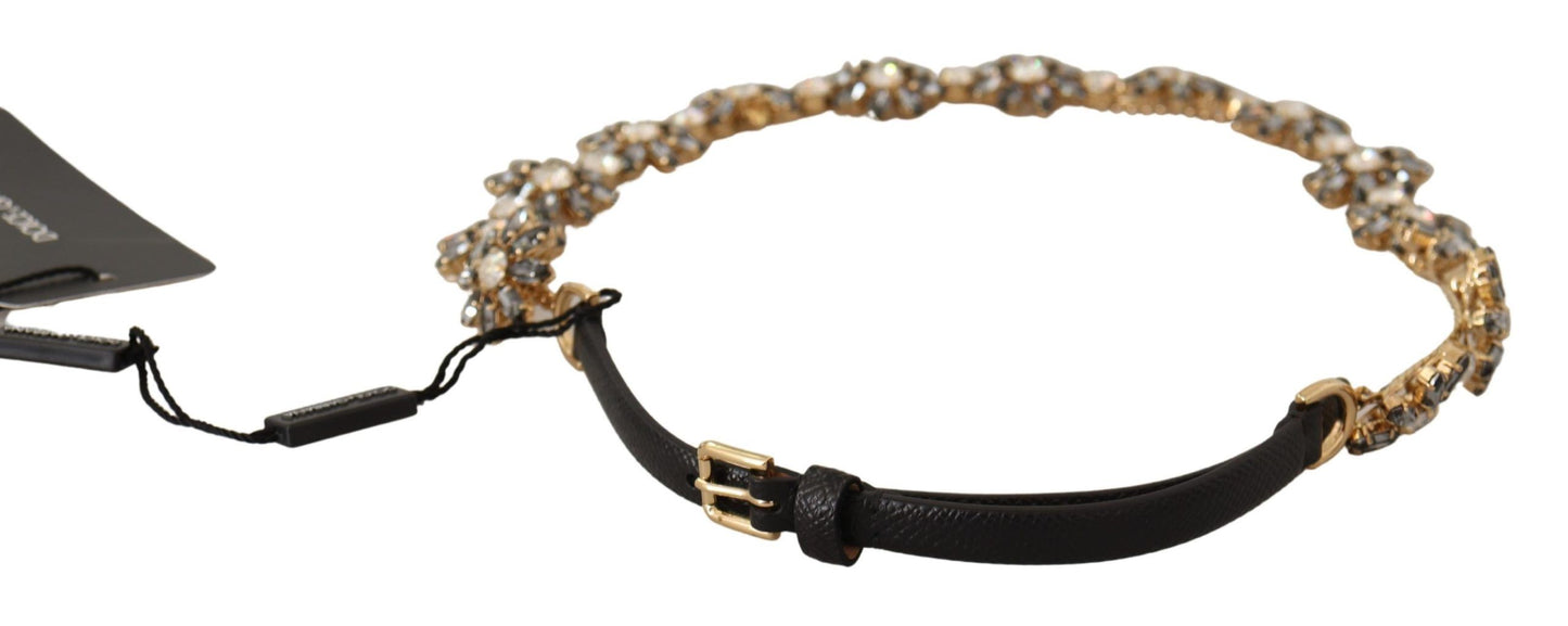 Ceinture texturée Dauphine en cristal et marguerite noire Dolce & Gabbana