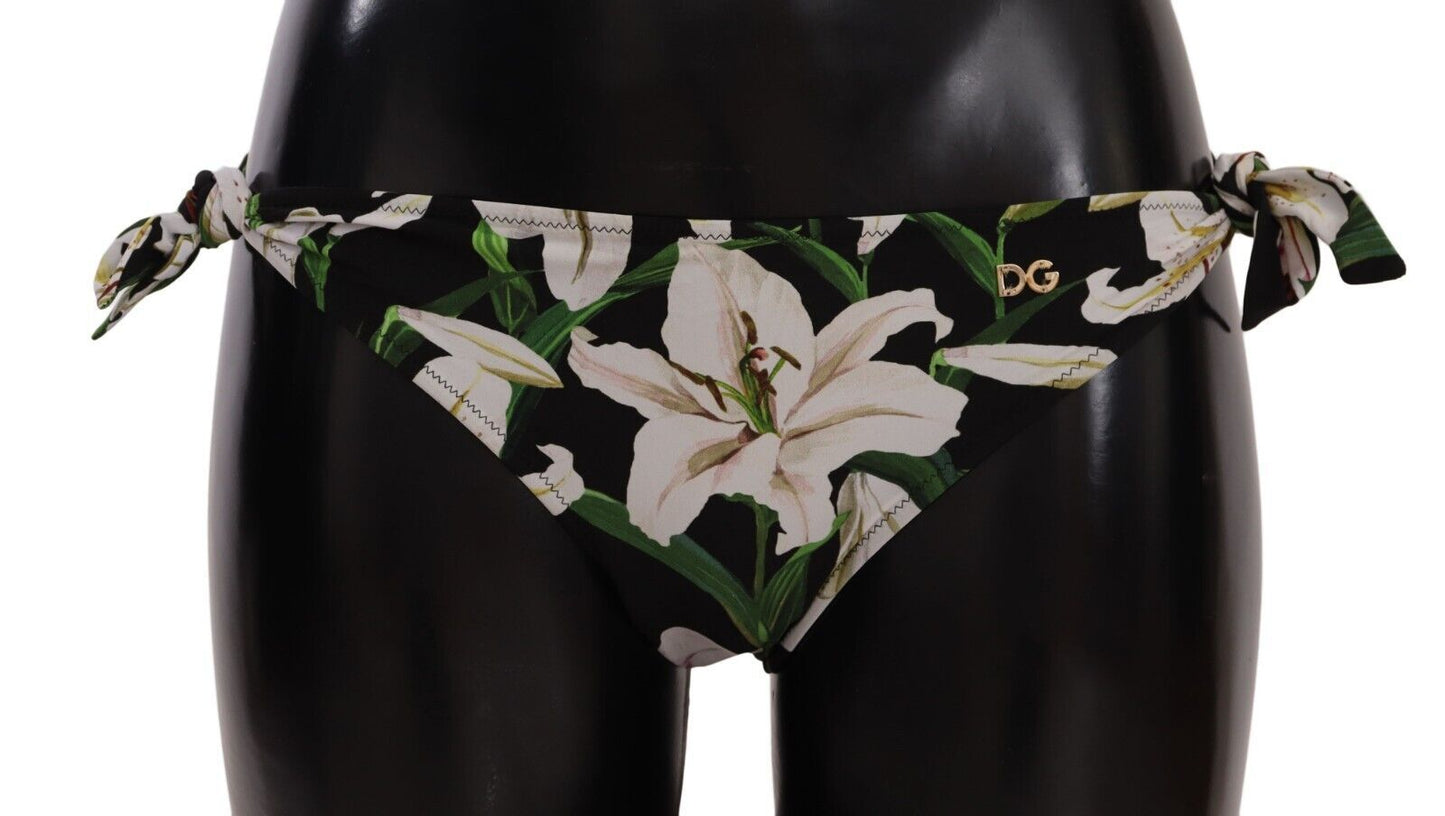 Bas de bikini Dolce & Gabbana à imprimé lys noir