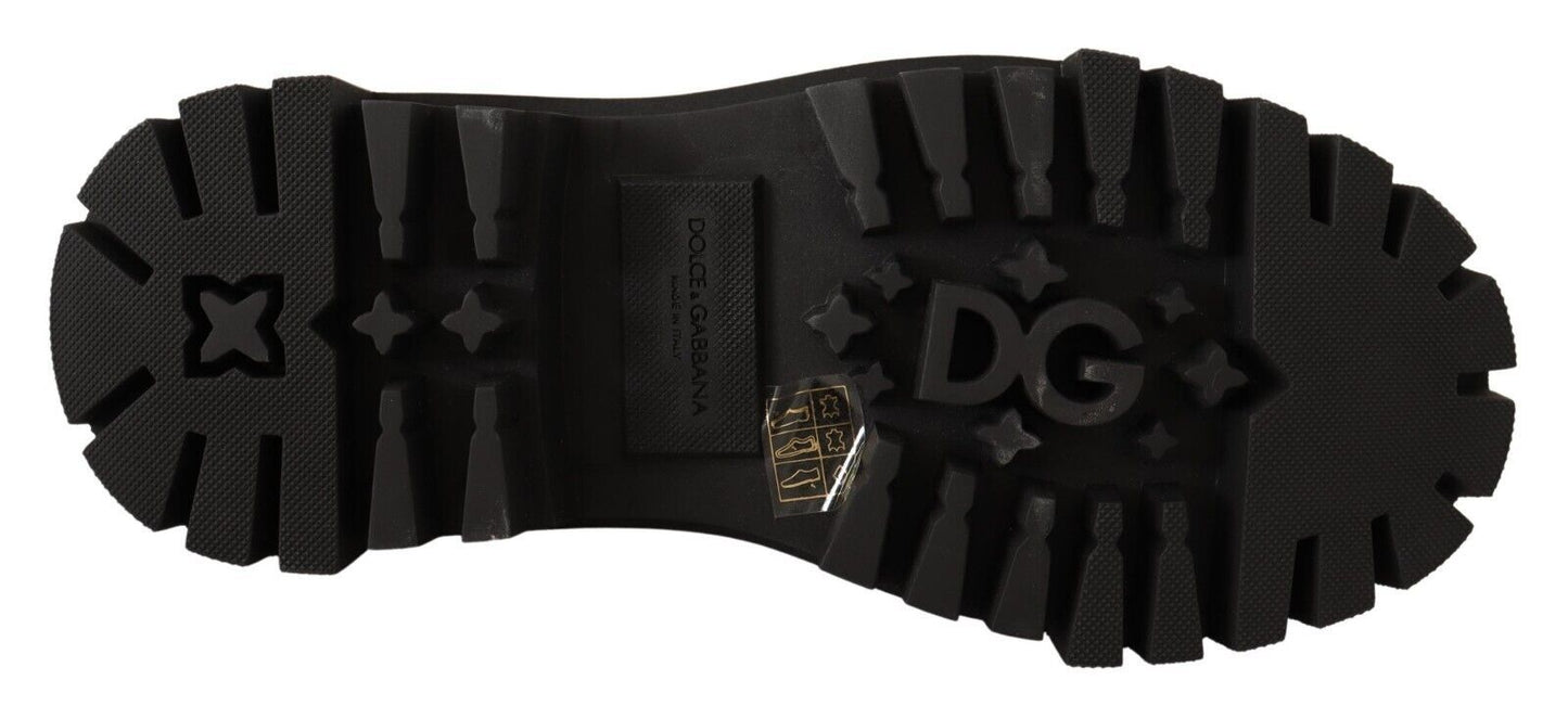 Bottines de combat cloutées en cuir noir Dolce & Gabbana