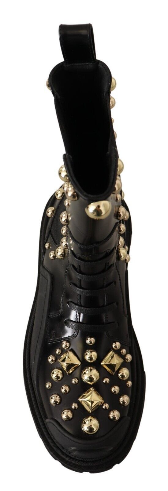 Bottines de combat cloutées en cuir noir Dolce & Gabbana
