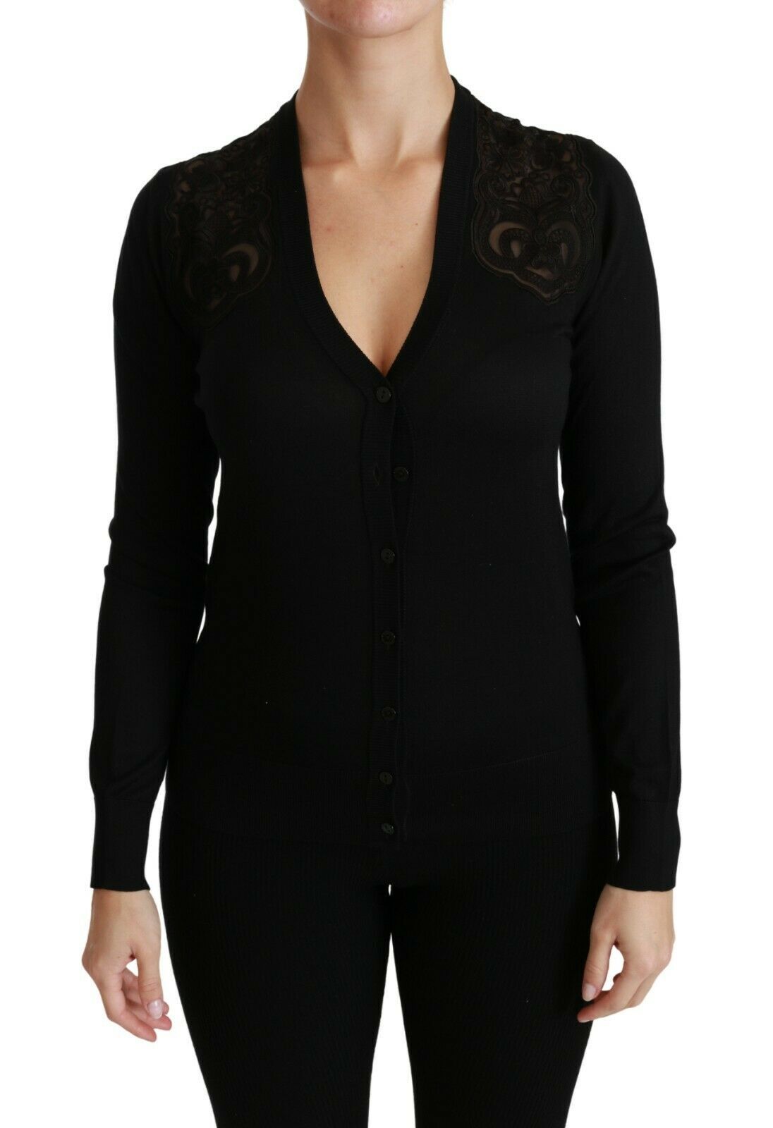 Pull cardigan en dentelle noire Dolce & Gabbana