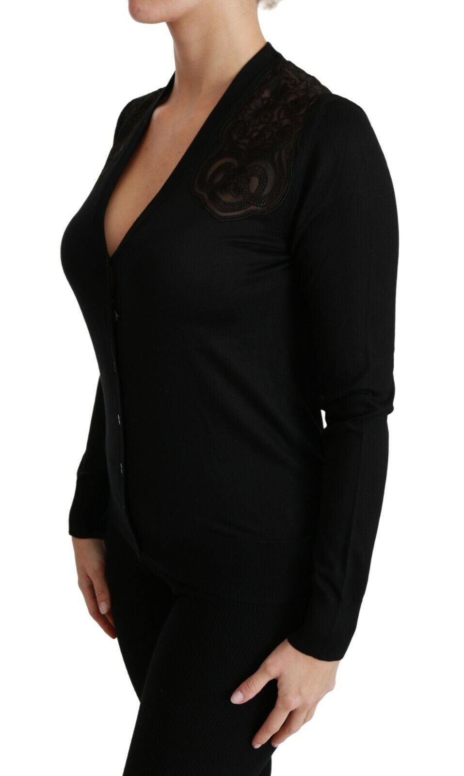 Pull cardigan en dentelle noire Dolce & Gabbana