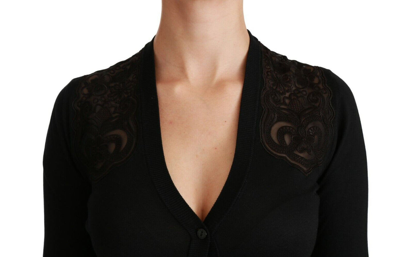 Pull cardigan en dentelle noire Dolce & Gabbana
