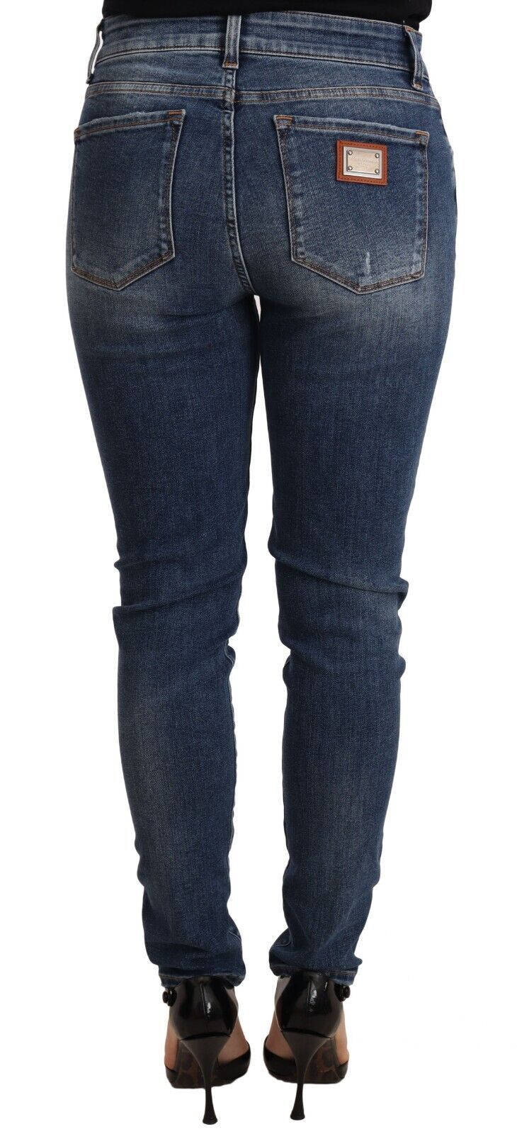 Jean skinny en coton stretch bleu délavé Dolce & Gabbana