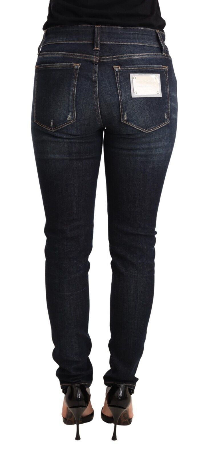Jean slim skinny en coton stretch bleu délavé Dolce & Gabbana