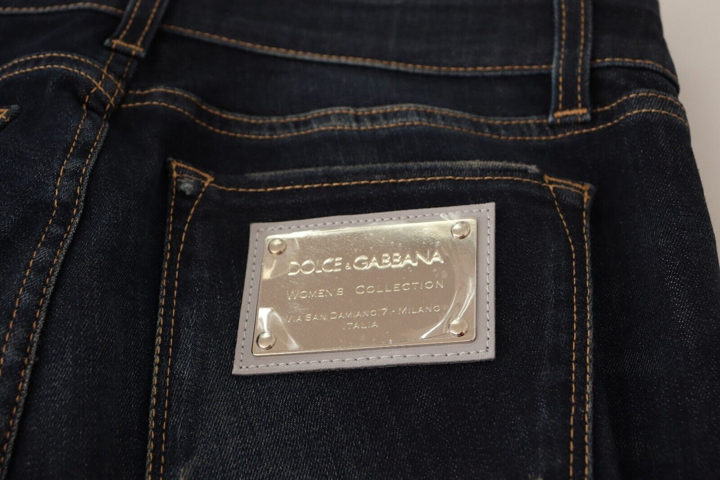 Jean slim skinny en coton stretch bleu délavé Dolce & Gabbana