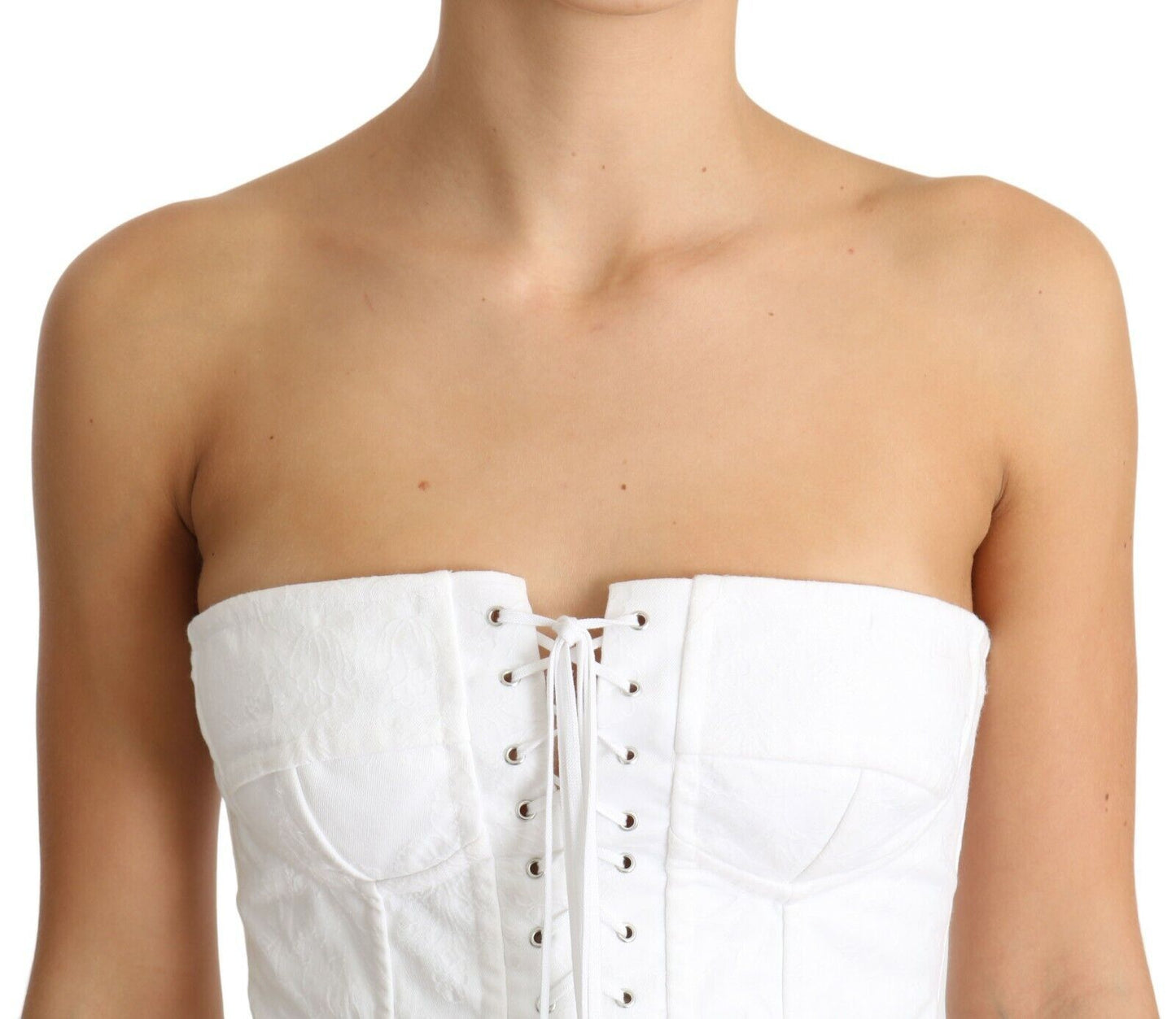 Dolce & Gabbana Weißes PALERMO Bustier-Korsett aus Baumwolle