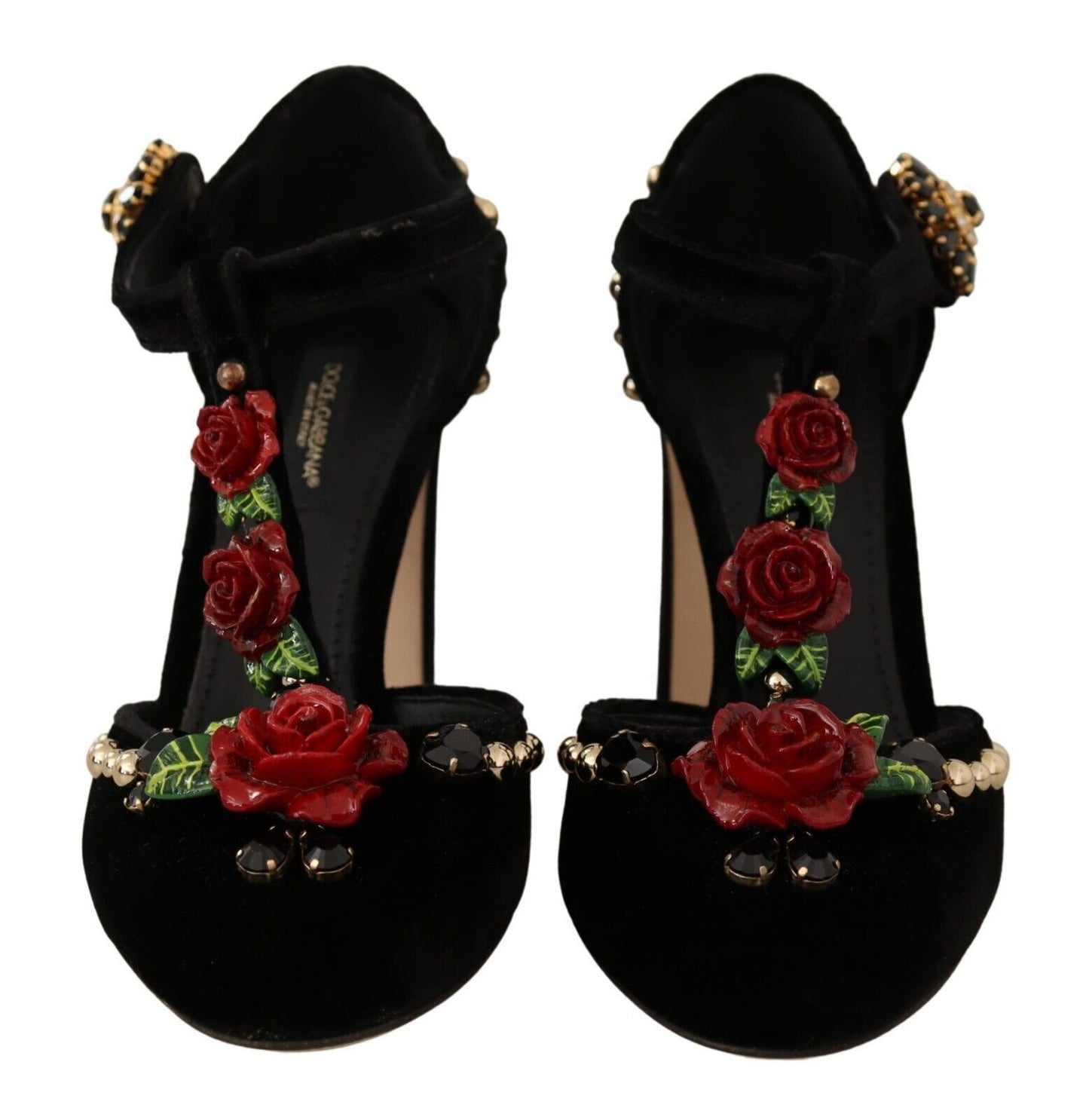 Escarpins Mary Jane noirs Dolce & Gabbana avec cristaux roses