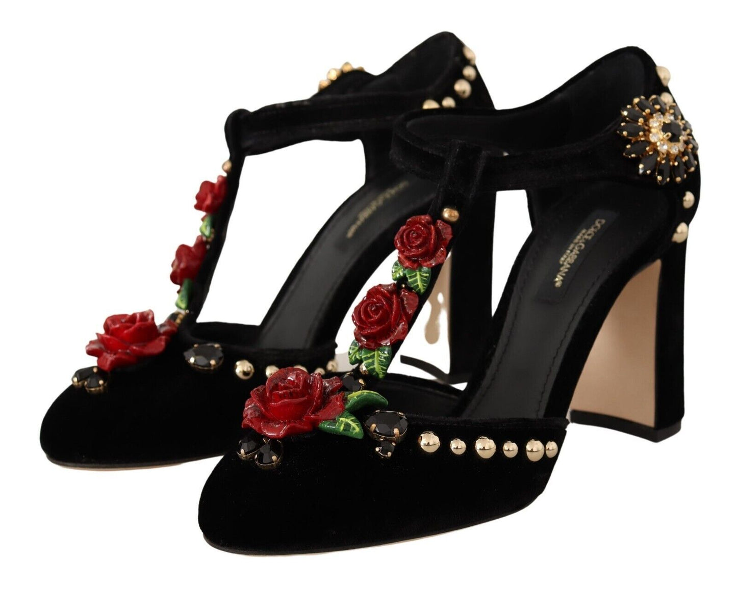 Escarpins Mary Jane noirs Dolce & Gabbana avec cristaux roses
