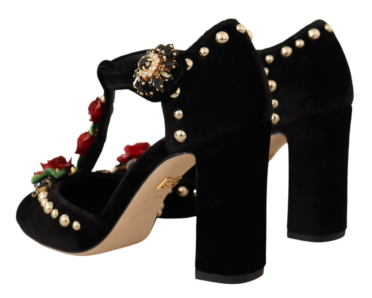 Escarpins Mary Jane noirs Dolce & Gabbana avec cristaux roses