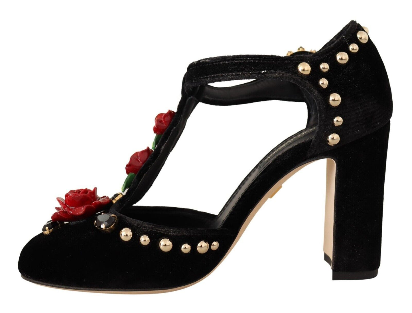 Escarpins Mary Jane noirs Dolce & Gabbana avec cristaux roses