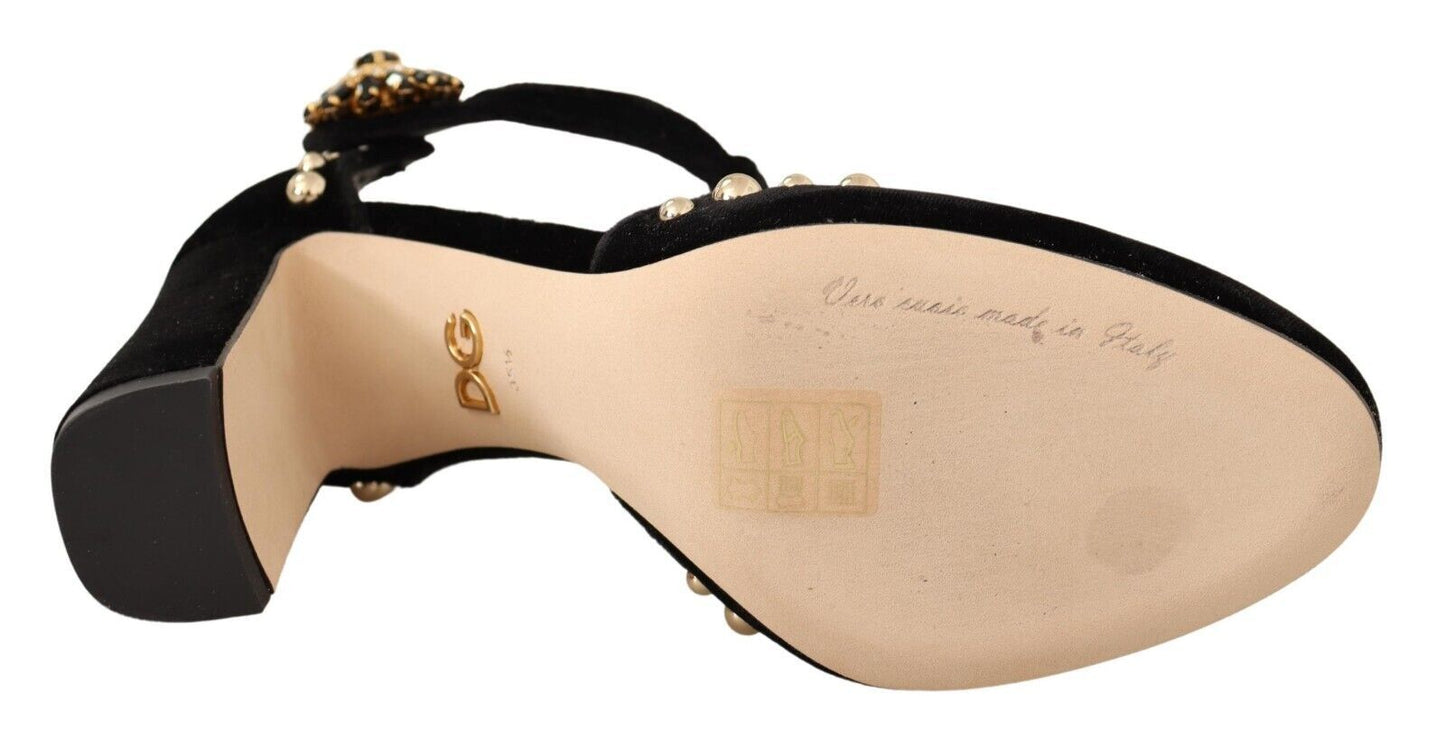 Escarpins Mary Jane noirs Dolce & Gabbana avec cristaux roses