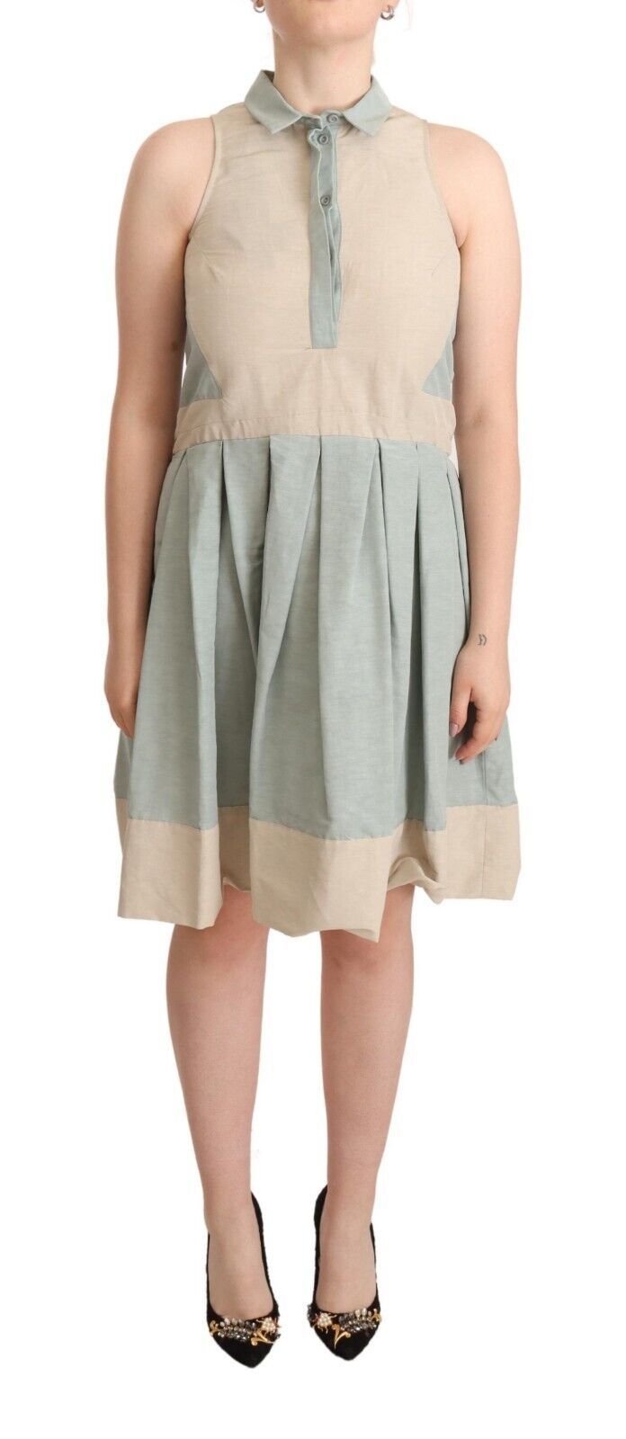 Robe fourreau sans manches à col multicolore Comeforbreakfast