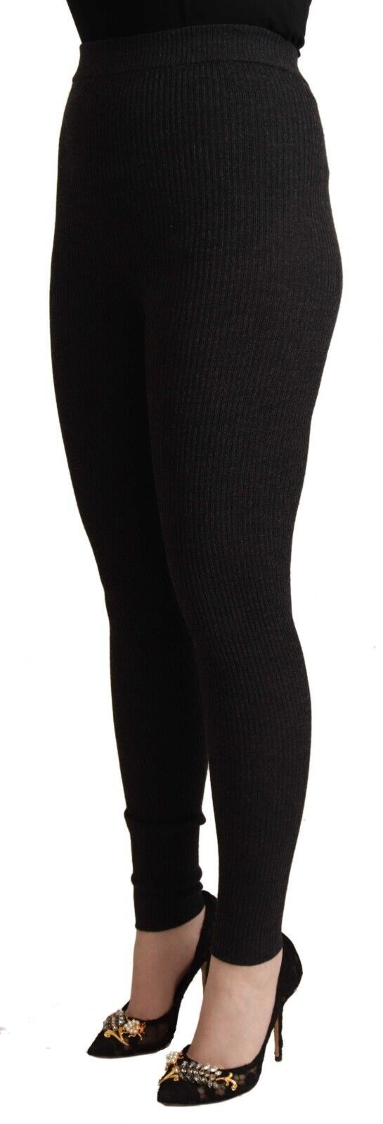 Pantalon collant extensible en laine vierge noire Dolce & Gabbana