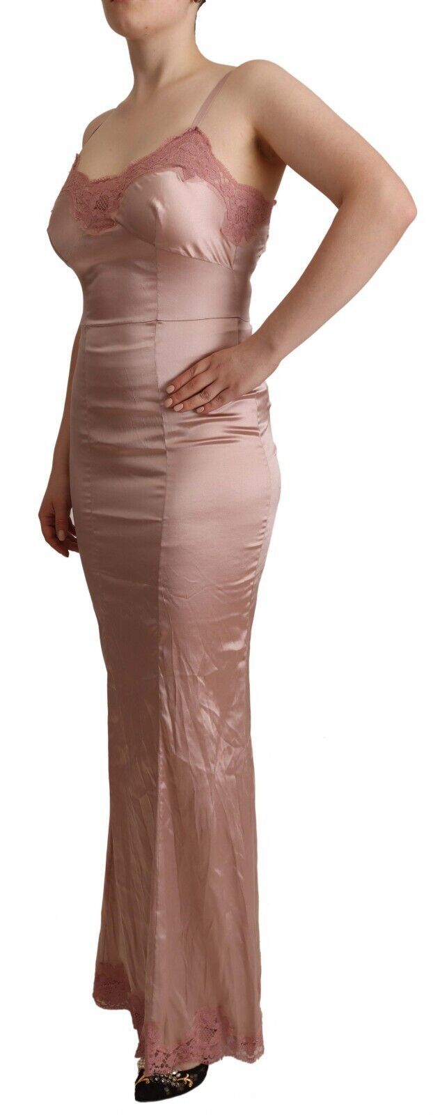 Robe longue moulante en polyester rose Dolce & Gabbana