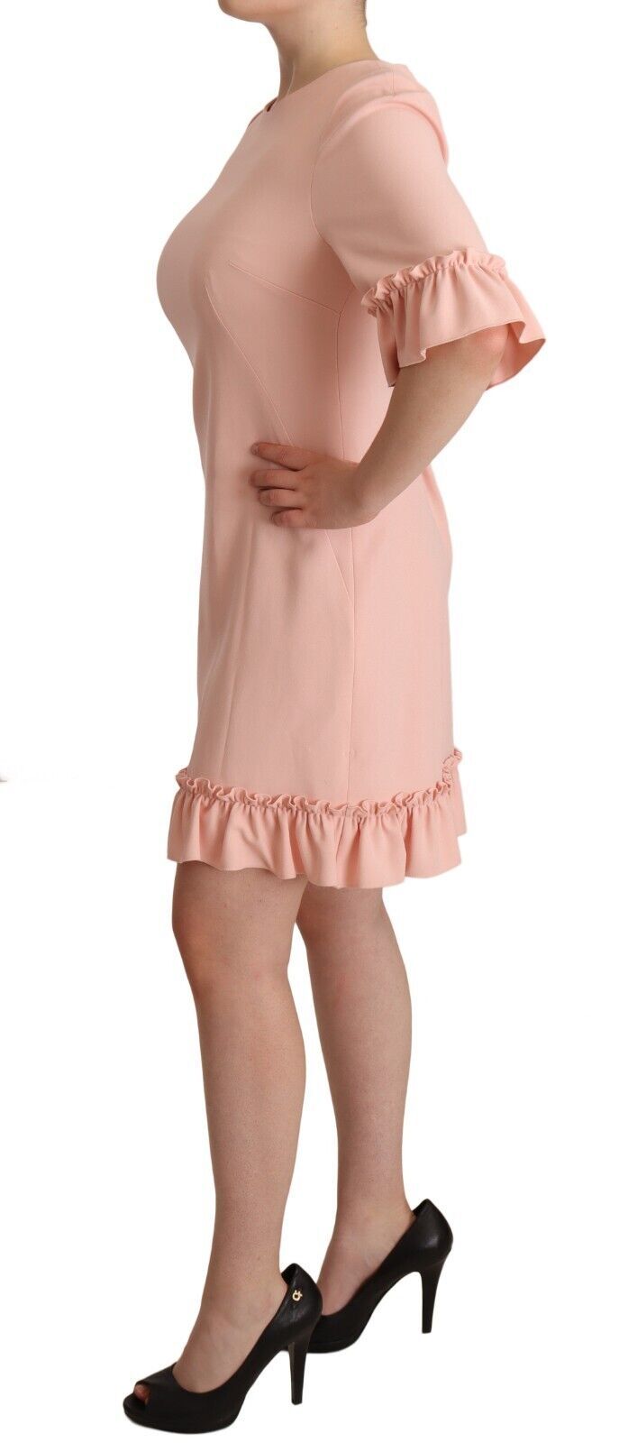 Robe fourreau en viscose rose à manches volantées Dolce & Gabbana