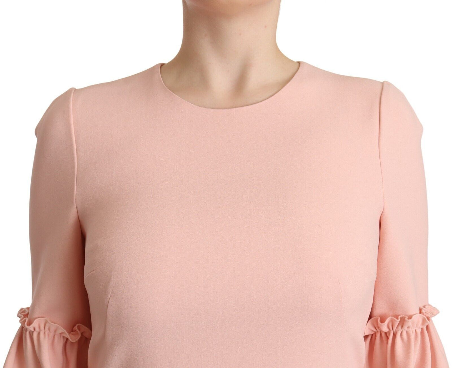 Robe fourreau en viscose rose à manches volantées Dolce & Gabbana