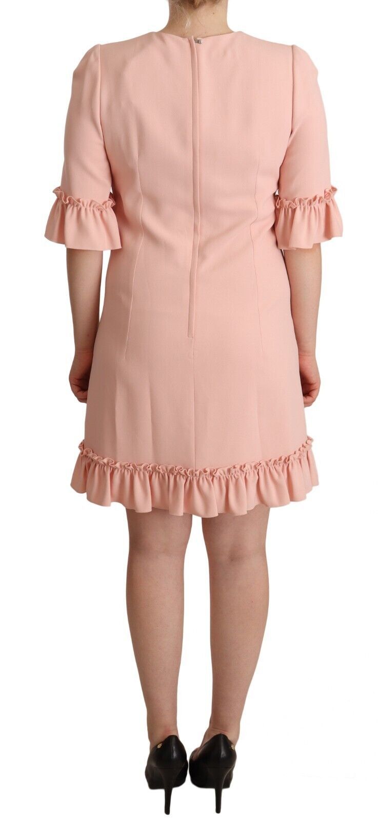 Robe fourreau en viscose rose à manches volantées Dolce & Gabbana