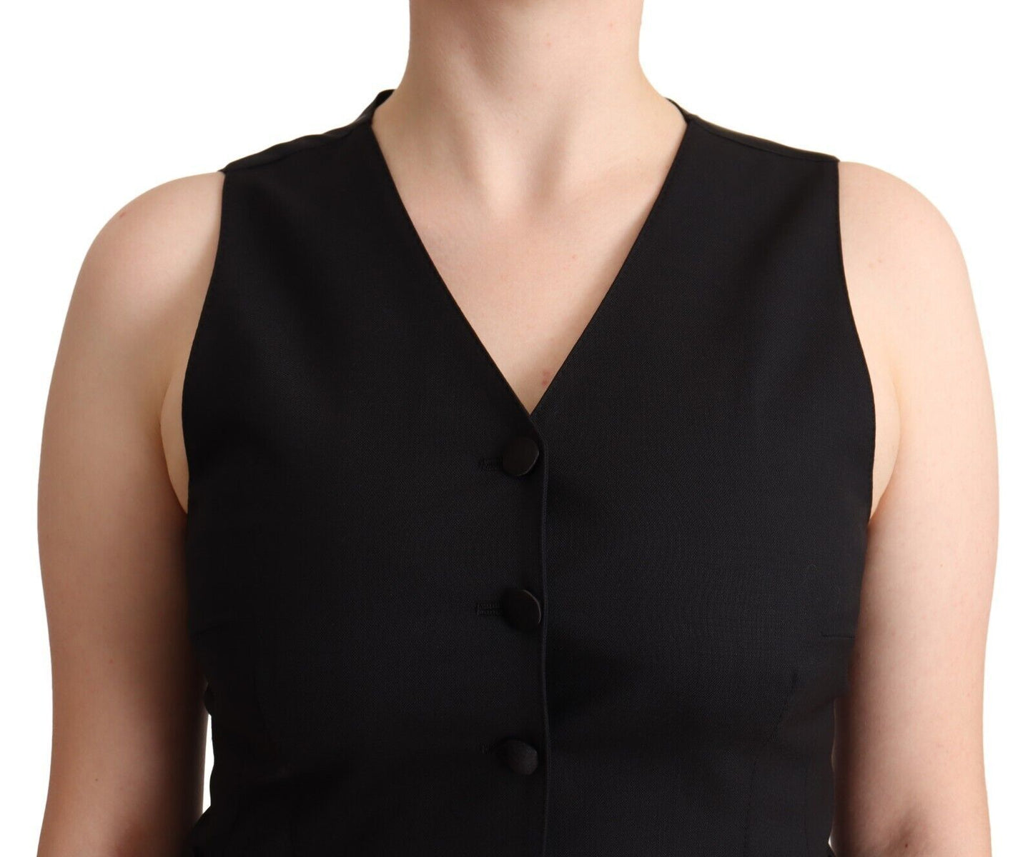 Dolce & Gabbana Débardeur noir boutonné sans manches en viscose