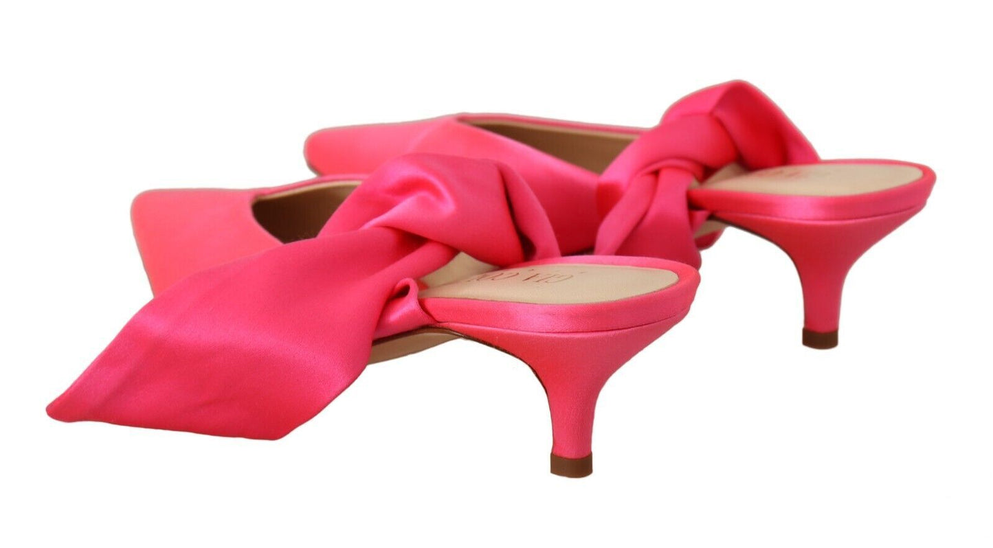 GIA COUTURE Rosafarbene Pumps aus Leder mit Schnürung und Kitten Heels