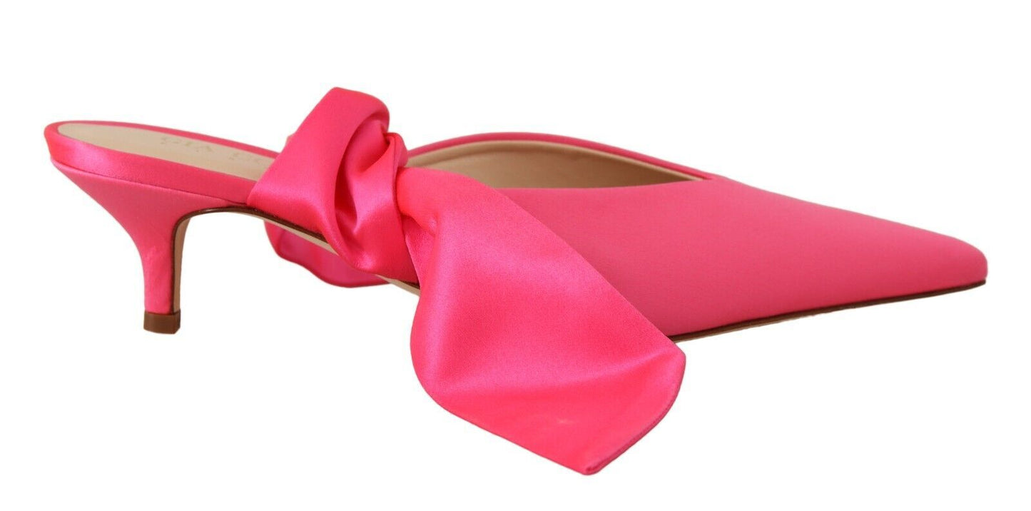 GIA COUTURE Rosafarbene Pumps aus Leder mit Schnürung und Kitten Heels