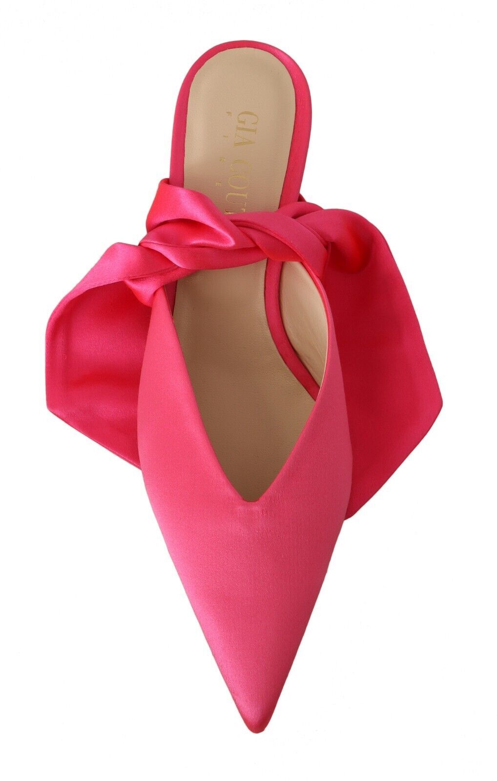 GIA COUTURE Rosafarbene Pumps aus Leder mit Schnürung und Kitten Heels