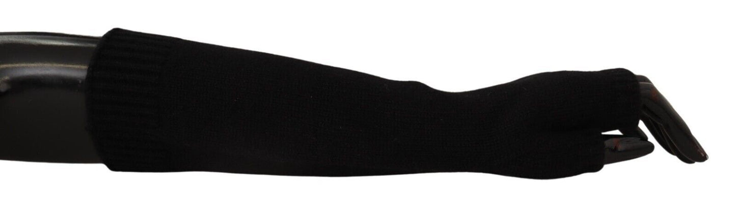 Gants sans doigts en tricot noir Dolce & Gabbana jusqu'aux coudes