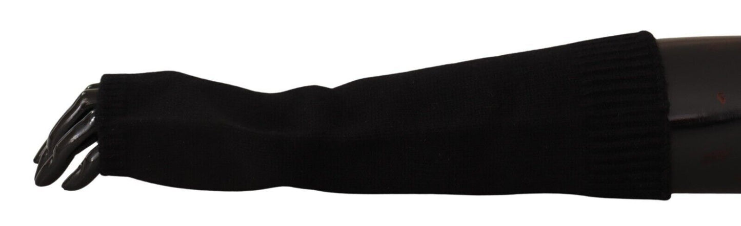 Gants sans doigts en tricot noir Dolce & Gabbana jusqu'aux coudes