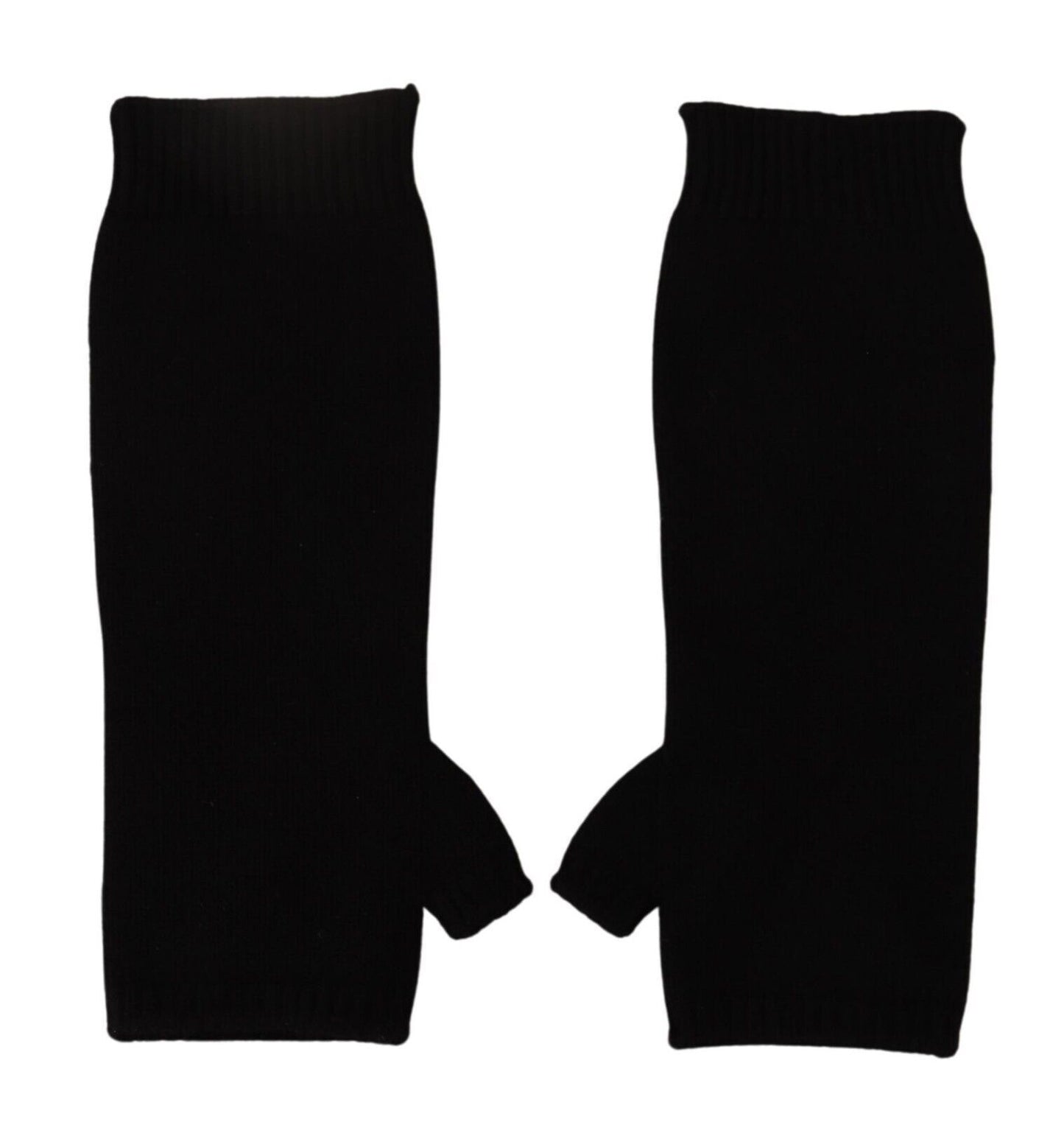 Gants sans doigts en tricot noir Dolce & Gabbana jusqu'aux coudes