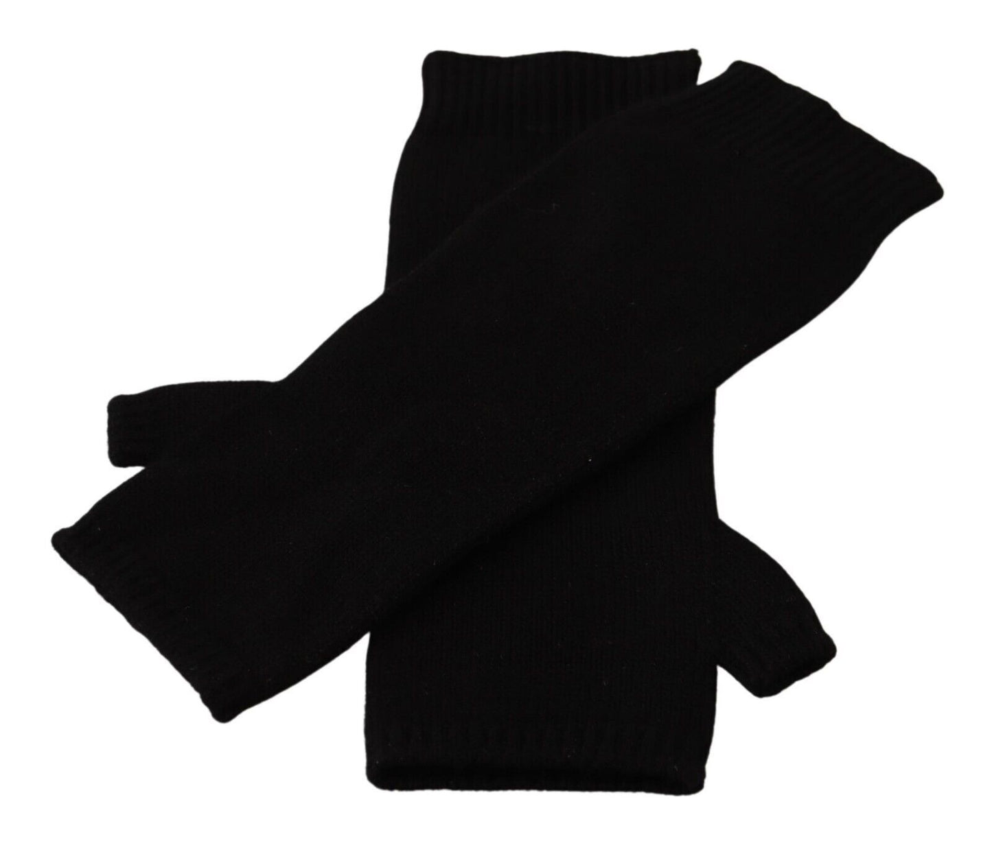 Gants sans doigts en tricot noir Dolce & Gabbana jusqu'aux coudes