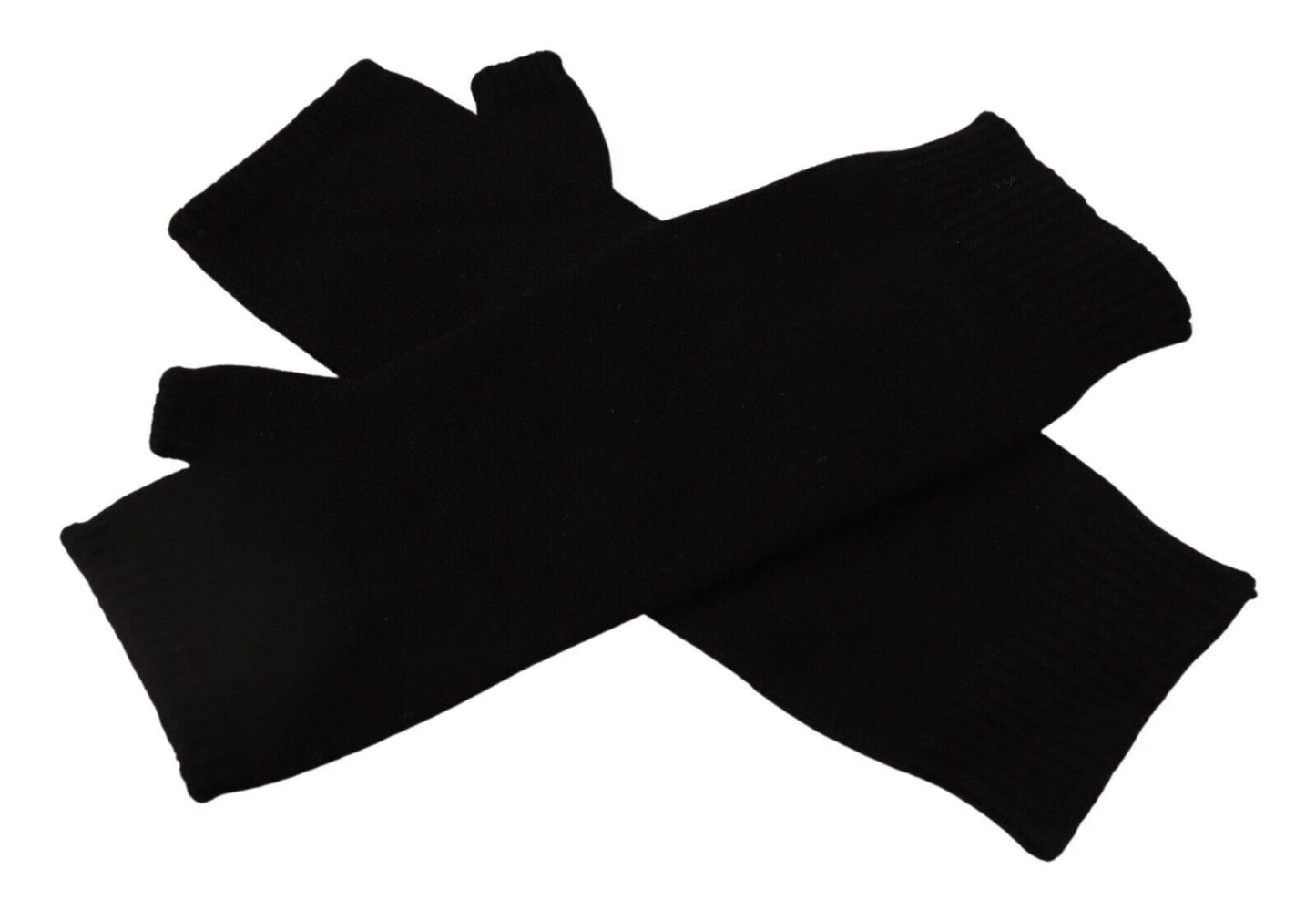 Gants sans doigts en tricot noir Dolce & Gabbana jusqu'aux coudes