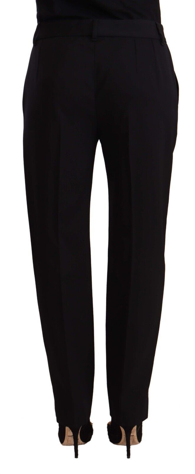 Pantalon skinny taille moyenne noir en laine Dolce & Gabbana