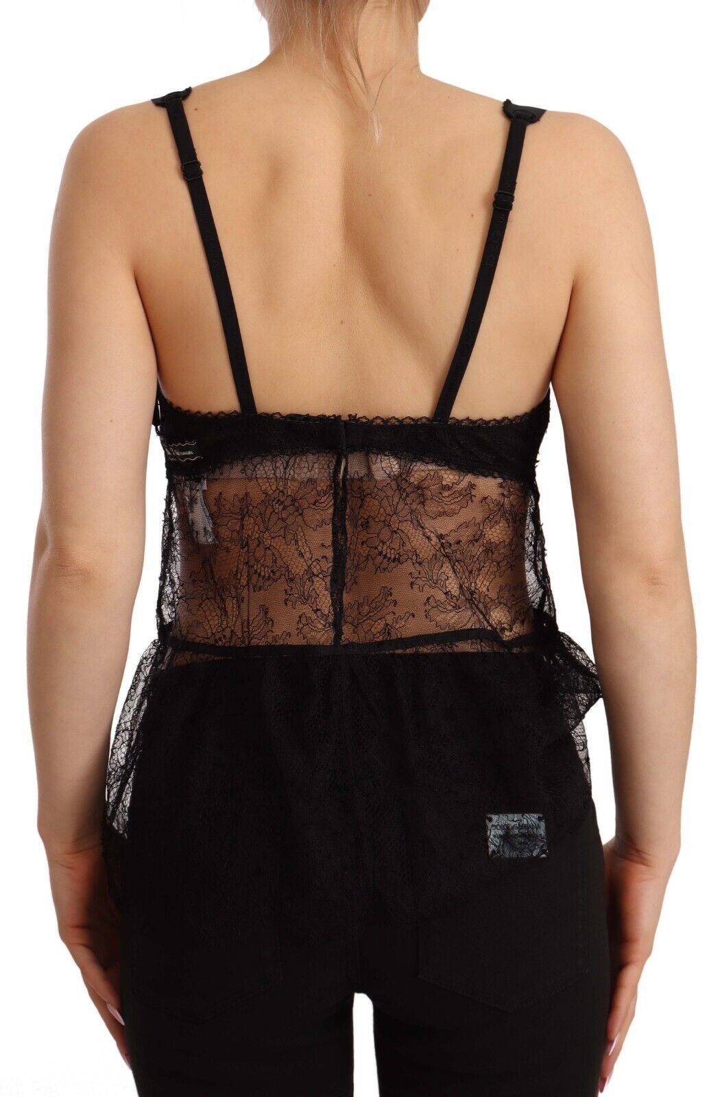 Dolce & Gabbana Haut de lingerie en nylon et dentelle de soie noire