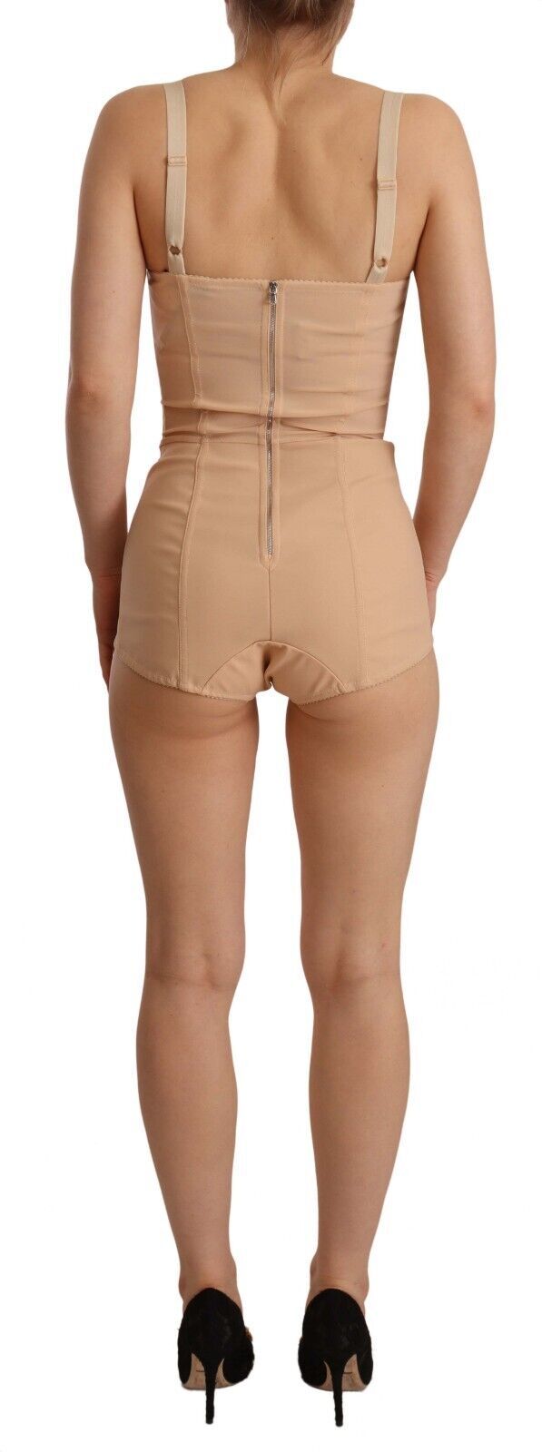 Body Dolce & Gabbana en nylon beige et dentelle florale