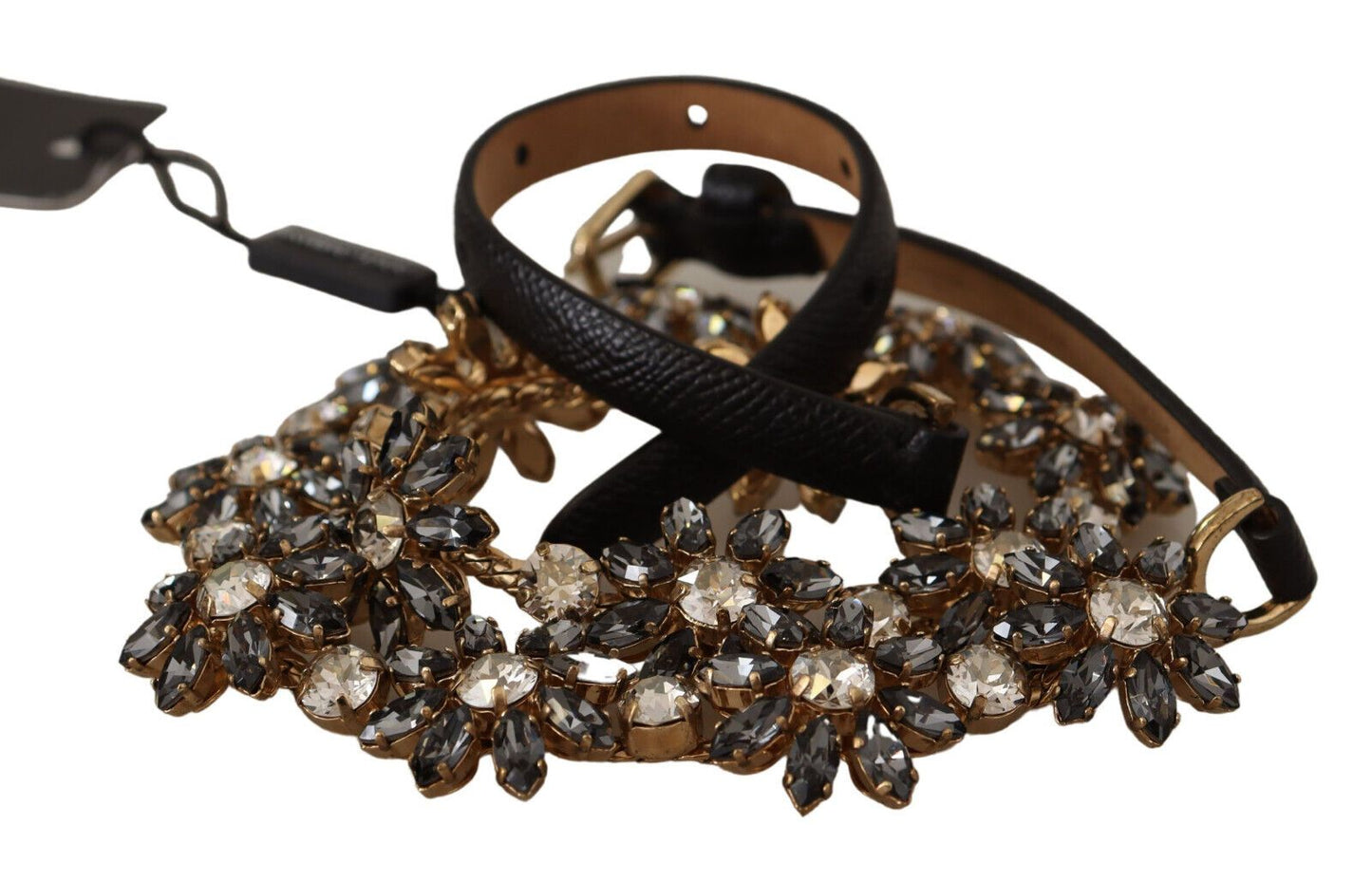 Ceinture texturée Dauphine en cristal et marguerite noire Dolce & Gabbana
