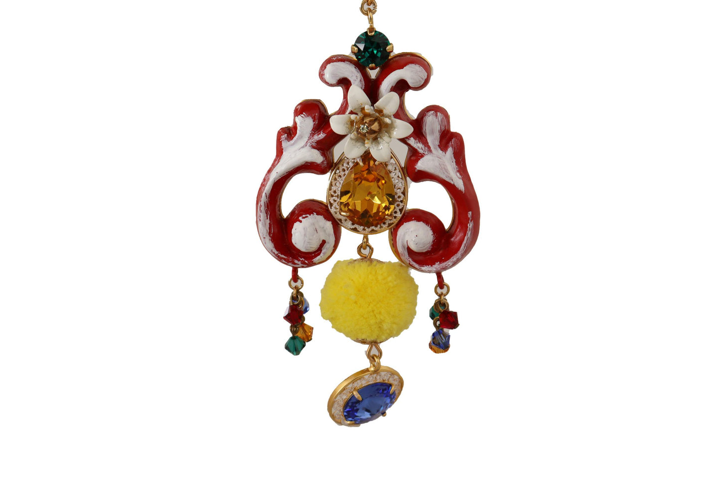 Collier Dolce & Gabbana en laiton doré Carretto Sicily Statement avec chaîne en cristal