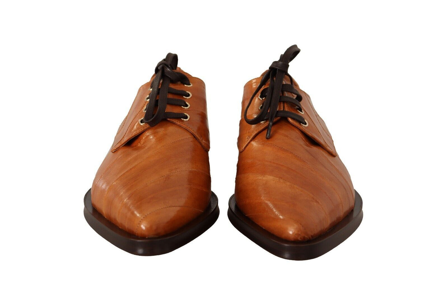 Chaussures habillées à lacets en cuir d'anguille marron Dolce & Gabbana