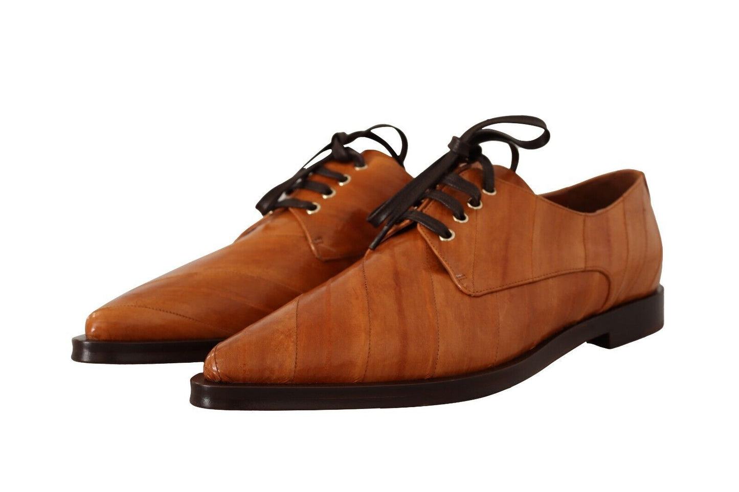 Chaussures habillées à lacets en cuir d'anguille marron Dolce & Gabbana