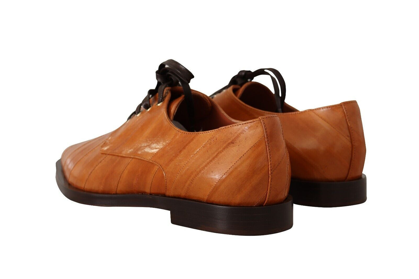 Chaussures habillées à lacets en cuir d'anguille marron Dolce & Gabbana