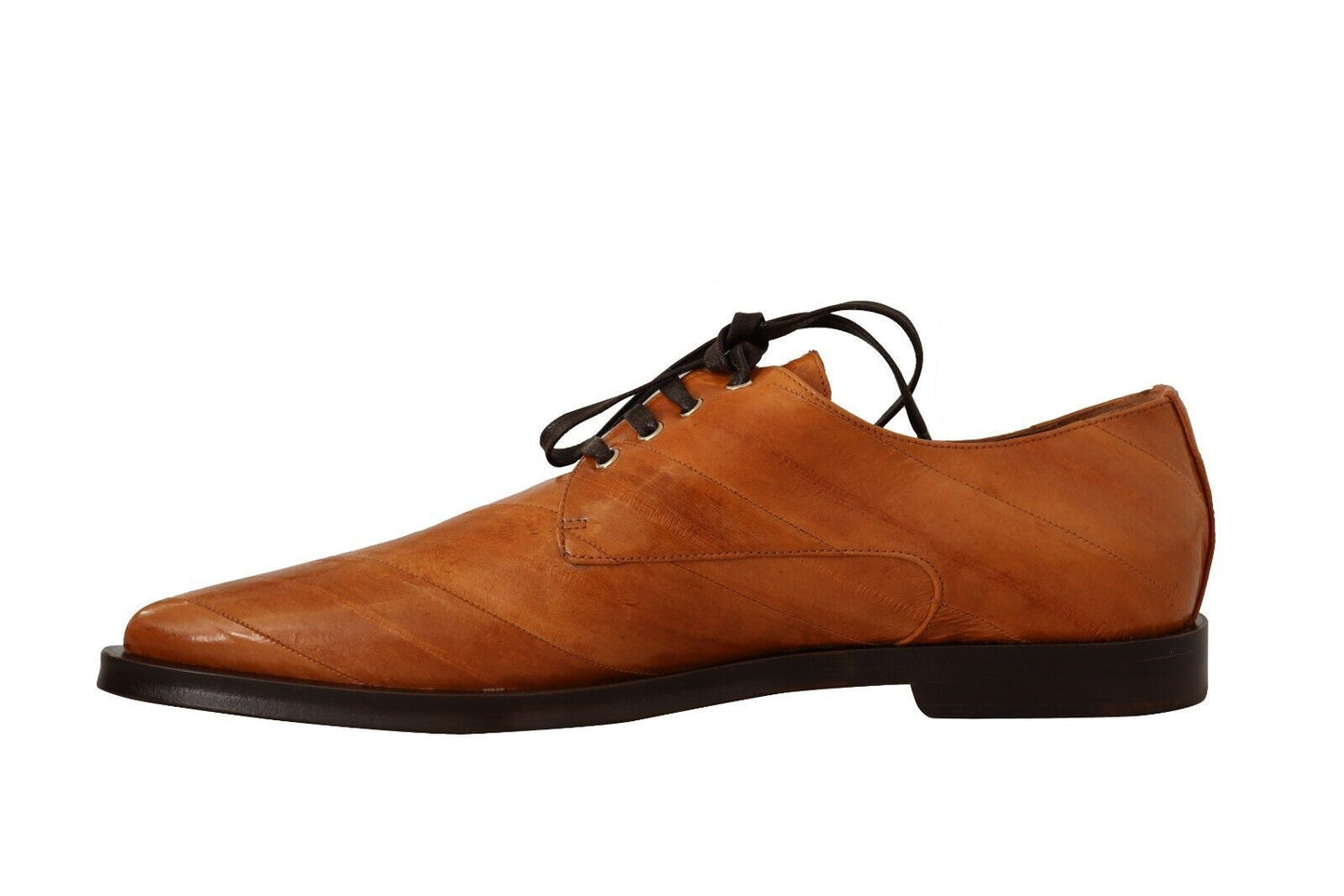 Chaussures habillées à lacets en cuir d'anguille marron Dolce & Gabbana