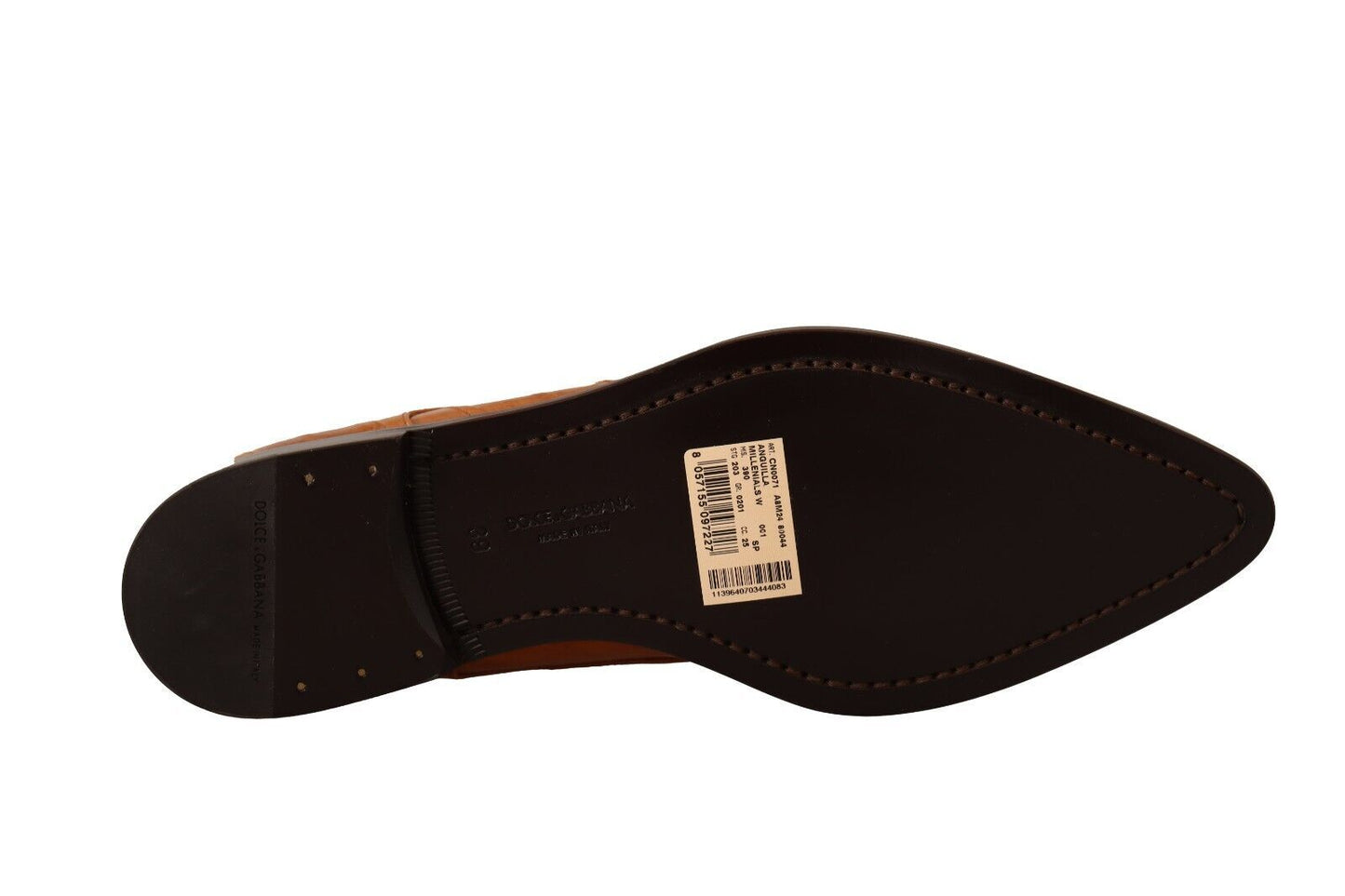 Chaussures habillées à lacets en cuir d'anguille marron Dolce & Gabbana