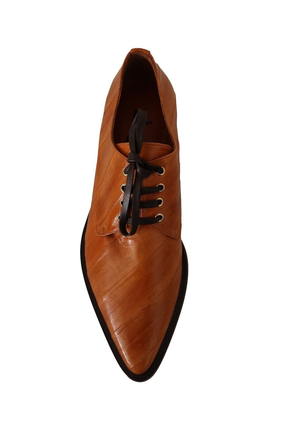 Chaussures habillées à lacets en cuir d'anguille marron Dolce & Gabbana