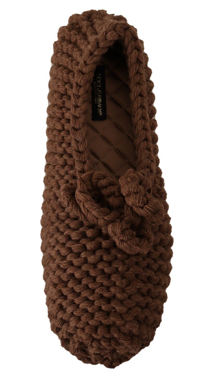 Ballerines plates à enfiler Dolce & Gabbana marron en laine tricotée