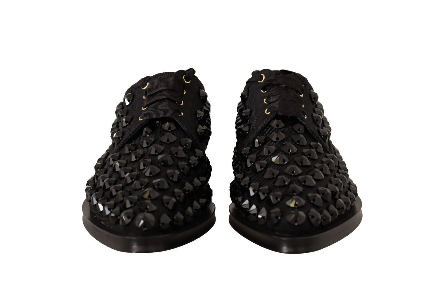 Chaussures plates noires à lacets et clous Dolce & Gabbana