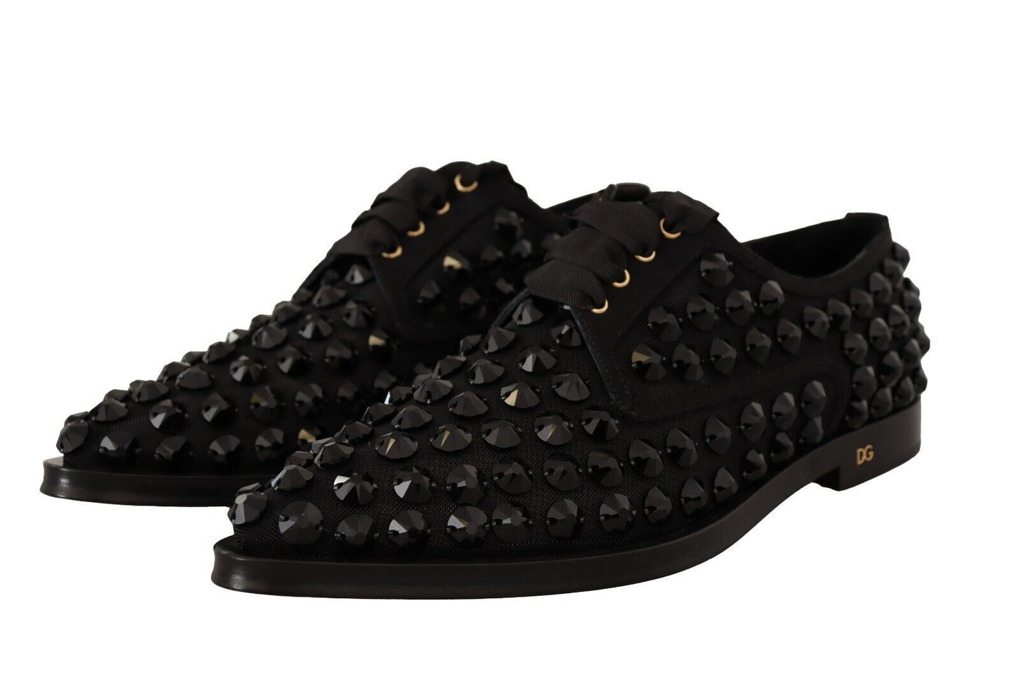 Chaussures plates noires à lacets et clous Dolce & Gabbana