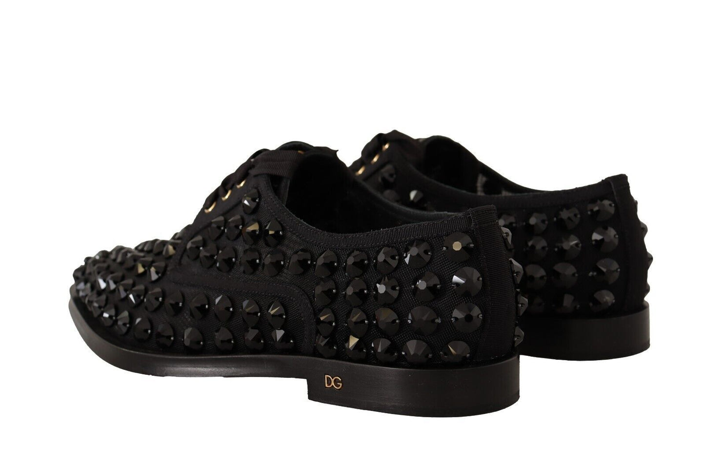 Chaussures plates noires à lacets et clous Dolce & Gabbana