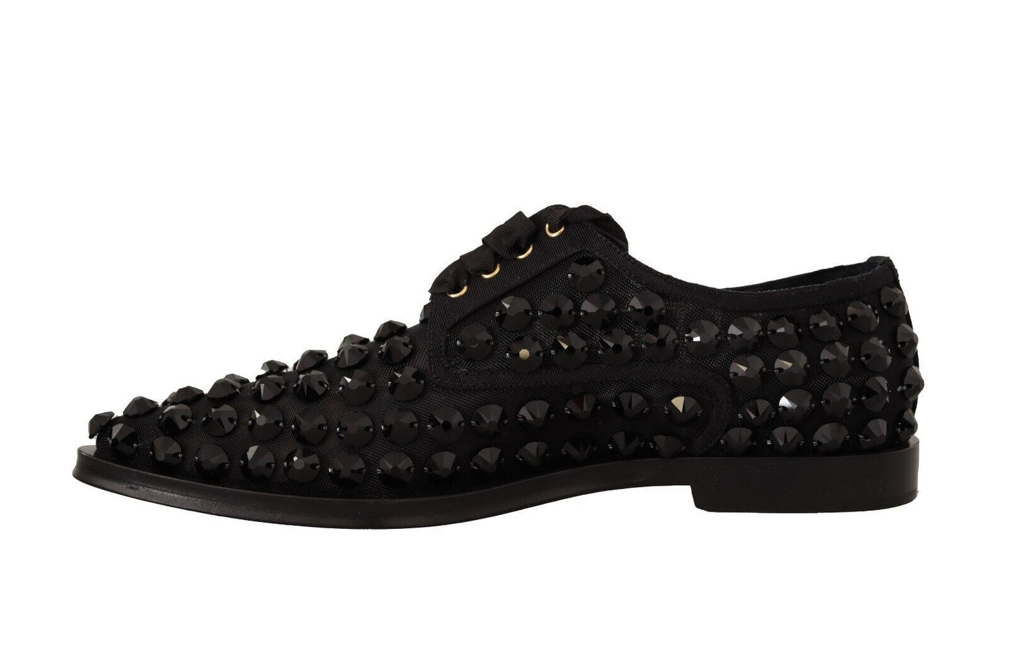 Chaussures plates noires à lacets et clous Dolce & Gabbana