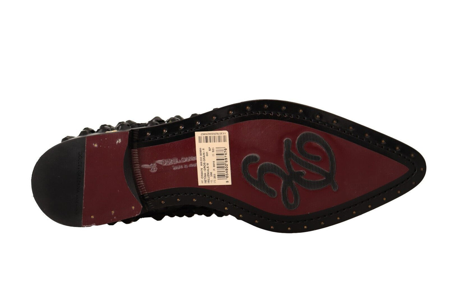 Chaussures plates noires à lacets et clous Dolce & Gabbana