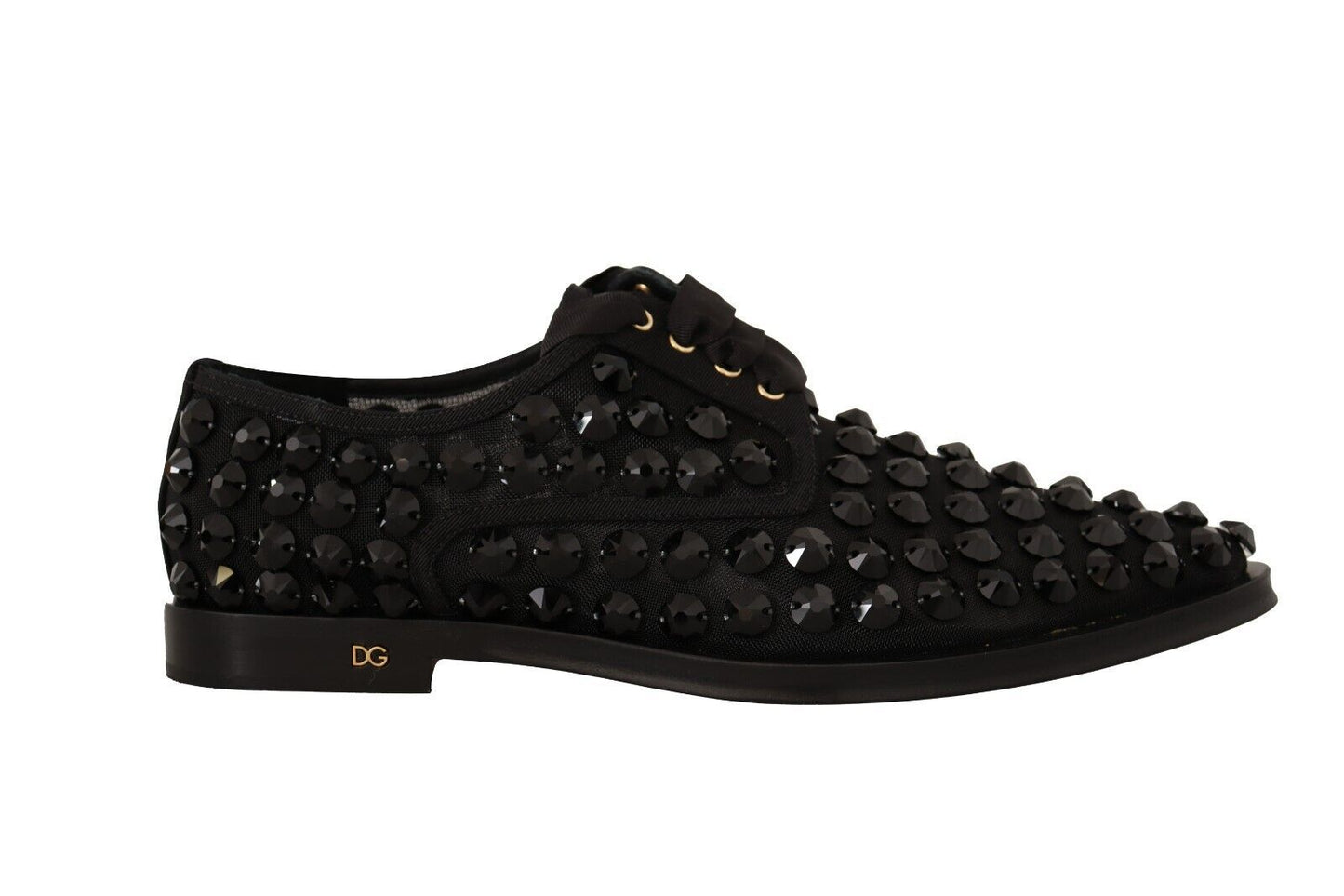 Chaussures plates noires à lacets et clous Dolce & Gabbana