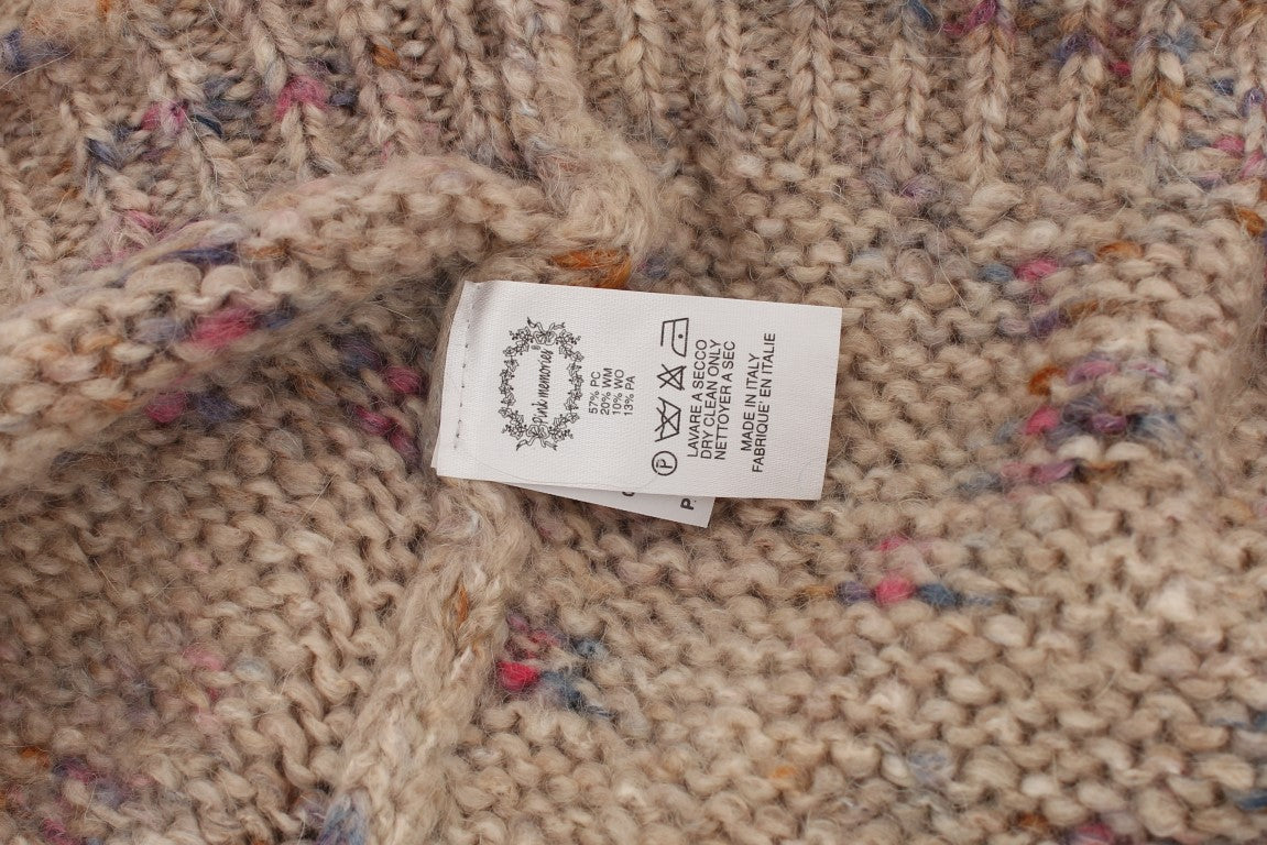 PINK MEMORIES Beige Wool Blend Knitted Oversize Sweater